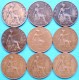 Grande Bretagne - Royaume Uni - 1 Penny Edward VII  1902 - 1906 - 1908 - 1909 Lot 9 Pièces Monnaies - 1 Penny & 1 New Penny