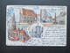 AK 1898 Gruss Aus Freiburg Mehrbildkarte Kaufhaus / Schwabenthor / Münster. Künstlerkarte K. Fuchs - Souvenir De...