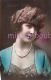 JOLIE JEUNE FEMME - Colorisé Chapeau - Collier Ajoutis - Woman French Glamour - Hat -Dos Vierge - Bonne Année - 2 Scans - Femmes