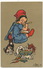 Art Card Girl Eating With Rabbits Signed Leo Hingre  Advert Chemiserie Marot 51 Rue Rochechouart Paris 9 Eme - Cartes Humoristiques