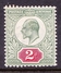 GREAT BRITAIN 1906 KEDVII 2 D Pale Grey Greene & Carmine Red SG227 MH - Neufs