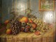 Tableau HST Nature Morte Aux Fruits Pommes Raisins Signée E. Haeffele 1946 - Huiles