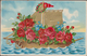 Heureux Anniversaire Roses Boat Bateau Rosas Anker Fleurs Flowers Relief Embossed Fantaisie Fantasiekaart Carte CPA - Blumen
