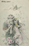 New Year, Tiny Angel With A Couple In Love, Old Postcard Pre. 1905 - Angels