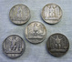 WW2 COIN, FASCIST DUX Mussolini , 1926-1930 Italian Complet SET 5 COINS SILVER 2 RARE 1926-1928 - 1900-1946 : Victor Emmanuel III & Umberto II