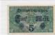 Billets - B2401 -  Allemagne - Billet  5 Mark 1917  ( Type, Nature, Valeur, état... Voir Double  Scans) - 5 Mark