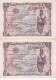 PAREJA CORRELATIVA DE 1 PTA DEL 15/06/1945 ISABEL LA CATÓLICA SERIE J SIN CIRCULAR-UNCIRCULATED (BANK NOTE) - 1-2 Pesetas