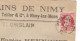 N° 74 / Lettre (enveloppe ) GRIFFE SAINT GHISLAIN  EN Tete MOULINS De Nimy - 1905 Grosse Barbe