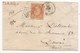 - Lettre - AUBE - TROYES - GC.4037 S/TP Napoléon III N°23 - CHARGE Rouge - Càd T.15 - 1868 - 1862 Napoleon III
