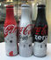 AC - COCA COLA BEAR ILLUSTRATED ALUMINUM EMPTY BOTTLES 3 PIECES SET & CROWN CAPS - Bottiglie