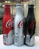 AC - COCA COLA BEAR ILLUSTRATED ALUMINUM EMPTY BOTTLES 3 PIECES SET & CROWN CAPS - Flessen