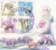 Used  Miniature 2005, MS, Flora Fauna, Leopard, Cat, Plant, Elephant, Rhino, Deer, Animal, Waterfalls, Flower, Butterfly - Eléphants