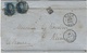 1858 Et 60 Deux Lettres Affr.  Y & T N° 11 ( Courts Ou Pli D'archive )   De Gand Et Bruxelles  Pour La France - 1849-1865 Medallions (Other)