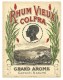 Ancienne étiquette Rhum  Vieux Colfra Grand Arôme Garanti Naturel  "visage"  Imp Jouneau  N°973 Paris - Rhum