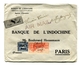 !!! CHINE : LETTRE PAR AVION DE LA BANQUE D'INDOCHINE (SUCCURSALE D'HANKEOU) POUR PARIS DE 1938 - Lettres & Documents