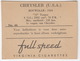 Chromo Cigarettes : Virginia 'Full Speed' - CHRYSLER '70' Tourer , Bj. 1924 - (U.S.A.) - No. 44 - (2 Scans) - Andere Merken