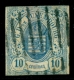 Luxembourg - 1861 - 10c Wapen Blue, Used, Short - 1859-1880 Wapenschild