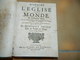 LIVRE HISTOIRE DE L'EGLISE ET DU MONDE DE L'ONZIEME SIECLE CONTINUATION DE MR LE SUEUR PAR BENEDICT PICTET 1713 - 1701-1800