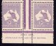 Australia 1929 Kangaroo 9d Violet Small Multi. Wmk Ash Imprint Block Of 4 MNH - Neufs