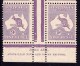 Australia 1929 Kangaroo 9d Violet Small Multi. Wmk Ash Imprint Block Of 4 MNH - Mint Stamps