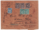 SAGE N°75 + 90 + 97 Sur ENVELOPPE RECOMMANDEE De 1895 De PARIS (ENTETE LEMAIRE) AFFR. À 95c (3 COULEURS) AMBULANT AU DOS - 1877-1920: Période Semi Moderne