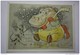 Old USSR Postcard HIPPO PLAYING HOCKEY WITH MICE - 1966 - Flusspferde