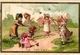 6 Cards C1900 Pub Chaussures Chromo Litho Children's Games  Croquet Billes Beads Volant Bowling M PrinterTestu Massin - Other & Unclassified