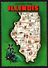 Carte Géographique De L'Illinois - Springfield - Chicago - Flower Butterfly Violet - Bird Cardinal - DEXTER PRESS - Autres & Non Classés