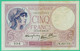 5 Francs - Violet - France - N°. M.62133 996 - 14-9-1939 - TB - - 5 F 1917-1940 ''Violet''