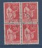 = Type Paix 50c Bloc De 4 Oblitéré N°283 - 1932-39 Frieden