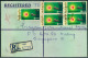 1974, Nice Multiple Franking Registered From MIRI - Malaysia (1964-...)