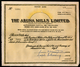 India 1980's The Aruna Mills Limited Share Certificate Blank # FA-35 - Industry