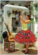 Carte Brodée. Espagne. Danseuse De Flamenco & Guitare. - Ricamate