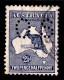 Australia 1917 Kangaroo 21/2d Blue 3rd Watermark Perf OS Used - Listed Variety - Used Stamps