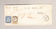 Schweiz Mischfrankatur Strubel 2Rp Und Sitzende 10Rp Entw.Amrisweil 29.1.1863 Fingerhutstempel Streifband Nach Güttingen - Storia Postale