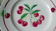 LONGCHAMP CERISES N°28 - 4 Petites Assiettes à Dessert 20cm - Céramique - Décor Cerise Peint Main - Longchamps (FRA)