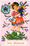 GIRL WITH FLOWERS, HANDMADE POSTCARD - Kinder