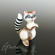 Miniature Ancienne Raton Laveur 5cm Animal Figurine Porcelaine Biscuit Japon 1960 - Animaux