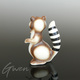 Miniature Ancienne Raton Laveur 5cm Animal Figurine Porcelaine Biscuit Japon 1960 - Dieren