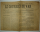 RARE. COURRIER Du VAR 21 Février 1889. Carnaval, Nouvelles Locales. Brignoles. - Documents Historiques