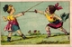 3 Trade Cards  FENCING ESCRIME FECHTEN Pub La Samaritaine Carcasonne Imp Courbe-Rouzet Willems Gent - Esgrima