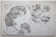 Litho Art Nouveau Dos Bleu ILLUSTRATEUR Kosa Mucha ? Portrait Femme Et Tulipe Art Nouveau Suppl. Broderie Illustree - Avant 1900