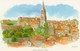 REPRODUCTION  AQUARELLE SAINT -EMILION   (33) PEINTRE  R. CORBEL   Papier Fort EDIT  ATLAS - Aquarelles