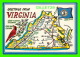 MAP - GREETINGS FROM VIRGINIA -  RON & LINDA CARD - TRAVEL IN 1991 - - Cartes Géographiques