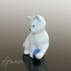 Figurine Ancienne Miniature Chat Chaton Balle Bleue 38 Mm Sujet Porcelaine Bibelot Statuette - Animaux