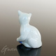 Delcampe - Figurine Ancienne Miniature Chat Chaton Balle Bleue 38 Mm Sujet Porcelaine Bibelot Statuette - Animaux