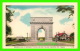KINGSTON, ONTARIO - MEMORIAL ARCH AT ENTRANCE TO ROYAL MILITARY COLLEGE - ANIMATED OLD CAR - VALENTINE-BLACK CO LTD - - Kingston
