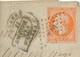 1858 ROANNE Empire ND N° 16 40 C Orange Vif Sur LAC Non Pliée TB. - 1853-1860 Napoleon III