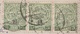 17475# LUXEMBOURG ARMOIRIES VARIETE DE SURCHARGE EPAISSE ET FINE SUR UNE BANDE DE 3 / CARTE POSTALE FANTAISIE 1919 - Errors & Oddities