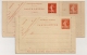 3 CARTES LETTRE SEMEUSE 10C. 3 NUANCES DIFFERENTES. N° 108, 662 Et 849. - Letter Cards